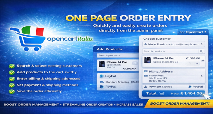 Opencart 3.x One Page Order Entry - onepageorderentry