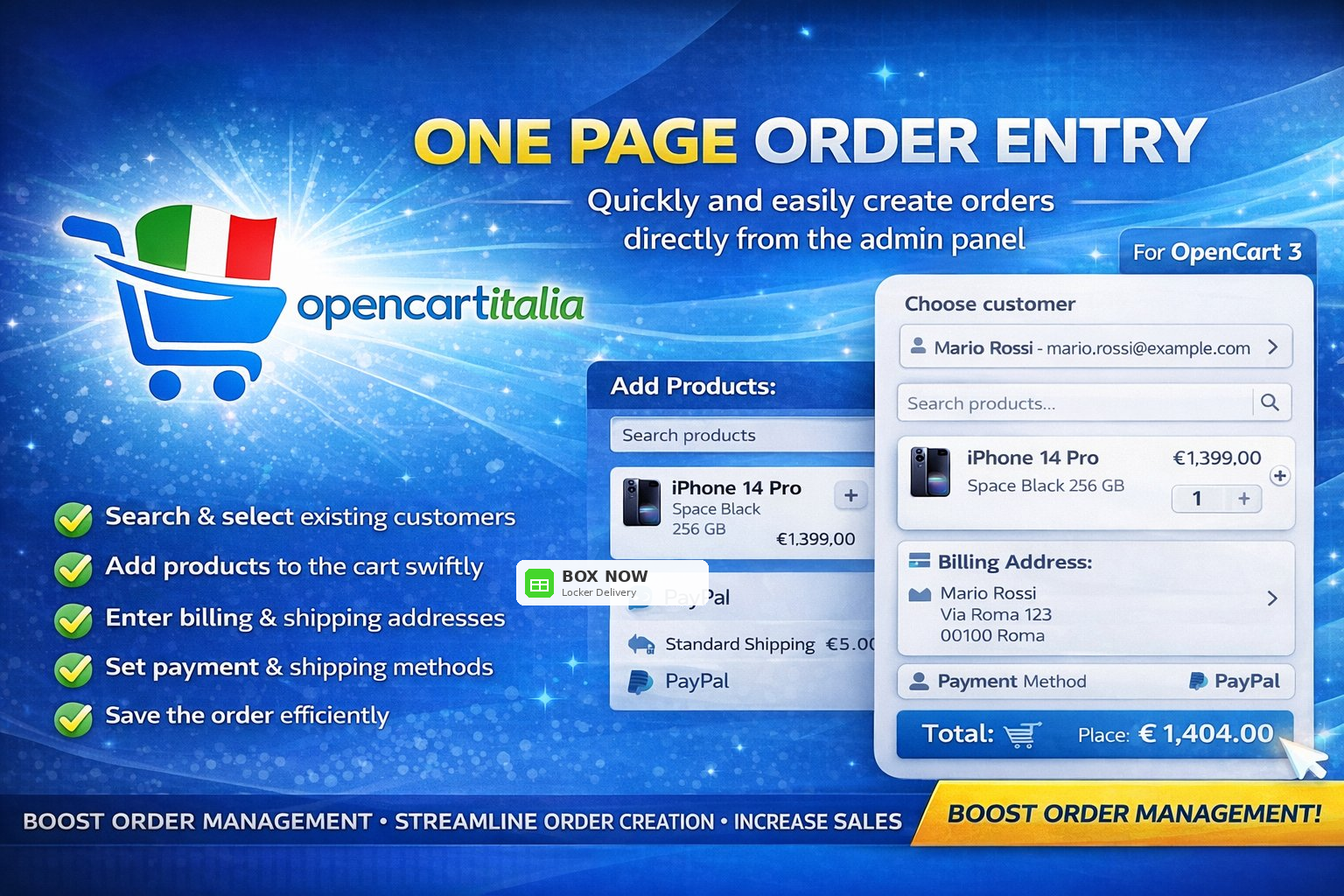 One Page Order Entry PRO – Quotes, PDF, BoxNow OpenCart